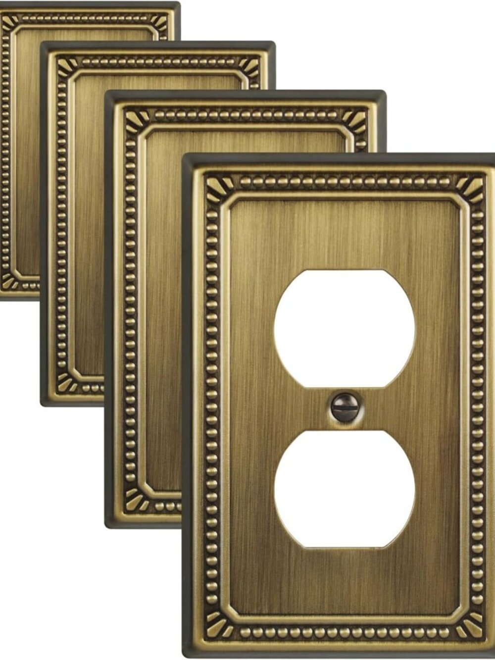 Antique Brass Switch Plate Covers, 4-Pack Decorative Metal Outlet Plates